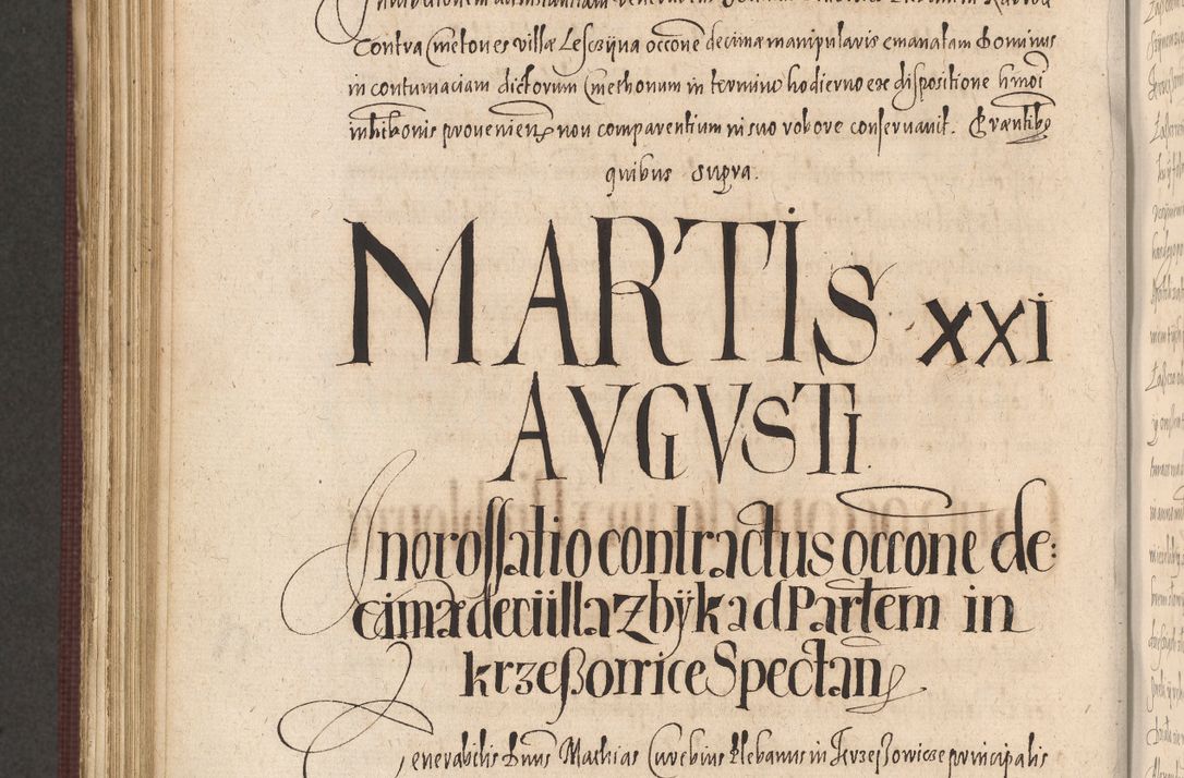 Zdjęcie nr 962 dla obiektu archiwalnego: Acta actorum causarum obligationum institutionum, decretorum, constitutionum, quietonum, resignonum, cessionum, accaeterarum, obseruonum tam iudicialium quam extraiudicialium coram Admondo Reverendo Domino Joanne Zerzynski Canonico, Vicario in Spiritualibus et Officiali generali Cracoviensis Iudice deputati per Illustrissimum ac Reverendissimum Dominum Martinum Szyszkowski Dei et Apostolice Sedis gratia Episcopum Cracoviensis ad Annum Domini Millesimum Sexcentesimum Decimum Septimum Indicatione quindecima Pontificus SS. D. N. D. Pauli Divina providentia Papae V. foeliciter moderni anno ipsus duodecimo continuantur