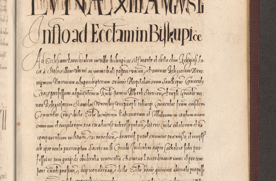 Zdjęcie nr 955 dla obiektu archiwalnego: Acta actorum causarum obligationum institutionum, decretorum, constitutionum, quietonum, resignonum, cessionum, accaeterarum, obseruonum tam iudicialium quam extraiudicialium coram Admondo Reverendo Domino Joanne Zerzynski Canonico, Vicario in Spiritualibus et Officiali generali Cracoviensis Iudice deputati per Illustrissimum ac Reverendissimum Dominum Martinum Szyszkowski Dei et Apostolice Sedis gratia Episcopum Cracoviensis ad Annum Domini Millesimum Sexcentesimum Decimum Septimum Indicatione quindecima Pontificus SS. D. N. D. Pauli Divina providentia Papae V. foeliciter moderni anno ipsus duodecimo continuantur