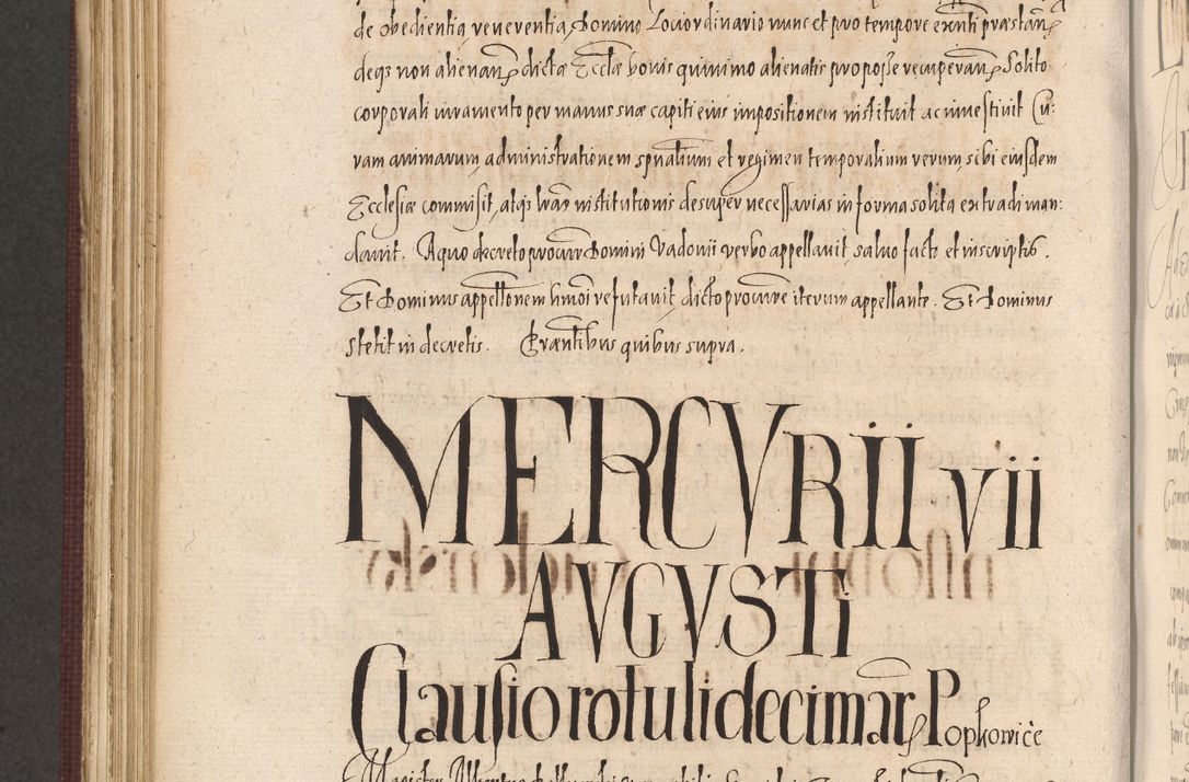 Zdjęcie nr 954 dla obiektu archiwalnego: Acta actorum causarum obligationum institutionum, decretorum, constitutionum, quietonum, resignonum, cessionum, accaeterarum, obseruonum tam iudicialium quam extraiudicialium coram Admondo Reverendo Domino Joanne Zerzynski Canonico, Vicario in Spiritualibus et Officiali generali Cracoviensis Iudice deputati per Illustrissimum ac Reverendissimum Dominum Martinum Szyszkowski Dei et Apostolice Sedis gratia Episcopum Cracoviensis ad Annum Domini Millesimum Sexcentesimum Decimum Septimum Indicatione quindecima Pontificus SS. D. N. D. Pauli Divina providentia Papae V. foeliciter moderni anno ipsus duodecimo continuantur