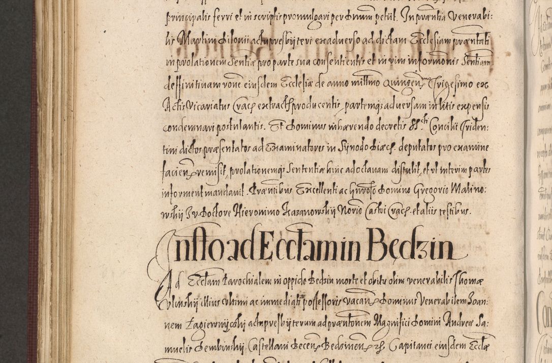 Zdjęcie nr 950 dla obiektu archiwalnego: Acta actorum causarum obligationum institutionum, decretorum, constitutionum, quietonum, resignonum, cessionum, accaeterarum, obseruonum tam iudicialium quam extraiudicialium coram Admondo Reverendo Domino Joanne Zerzynski Canonico, Vicario in Spiritualibus et Officiali generali Cracoviensis Iudice deputati per Illustrissimum ac Reverendissimum Dominum Martinum Szyszkowski Dei et Apostolice Sedis gratia Episcopum Cracoviensis ad Annum Domini Millesimum Sexcentesimum Decimum Septimum Indicatione quindecima Pontificus SS. D. N. D. Pauli Divina providentia Papae V. foeliciter moderni anno ipsus duodecimo continuantur