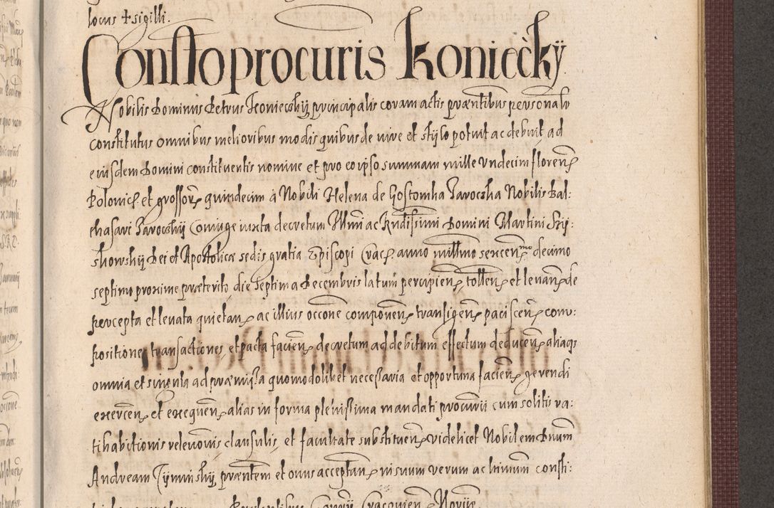 Zdjęcie nr 949 dla obiektu archiwalnego: Acta actorum causarum obligationum institutionum, decretorum, constitutionum, quietonum, resignonum, cessionum, accaeterarum, obseruonum tam iudicialium quam extraiudicialium coram Admondo Reverendo Domino Joanne Zerzynski Canonico, Vicario in Spiritualibus et Officiali generali Cracoviensis Iudice deputati per Illustrissimum ac Reverendissimum Dominum Martinum Szyszkowski Dei et Apostolice Sedis gratia Episcopum Cracoviensis ad Annum Domini Millesimum Sexcentesimum Decimum Septimum Indicatione quindecima Pontificus SS. D. N. D. Pauli Divina providentia Papae V. foeliciter moderni anno ipsus duodecimo continuantur