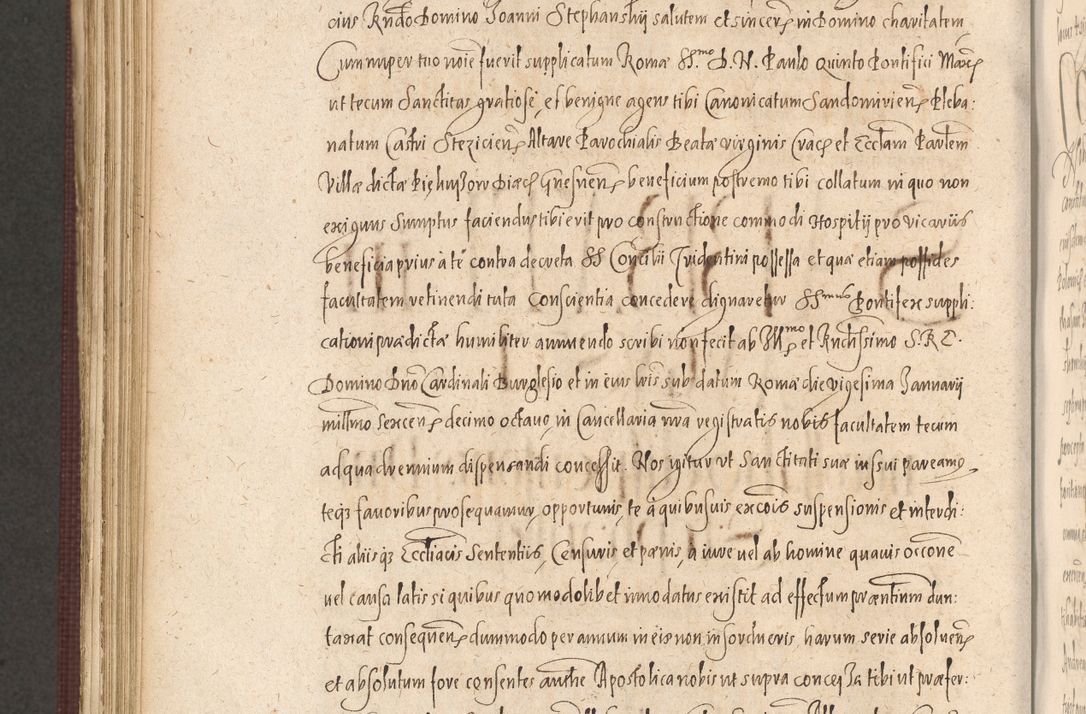 Zdjęcie nr 948 dla obiektu archiwalnego: Acta actorum causarum obligationum institutionum, decretorum, constitutionum, quietonum, resignonum, cessionum, accaeterarum, obseruonum tam iudicialium quam extraiudicialium coram Admondo Reverendo Domino Joanne Zerzynski Canonico, Vicario in Spiritualibus et Officiali generali Cracoviensis Iudice deputati per Illustrissimum ac Reverendissimum Dominum Martinum Szyszkowski Dei et Apostolice Sedis gratia Episcopum Cracoviensis ad Annum Domini Millesimum Sexcentesimum Decimum Septimum Indicatione quindecima Pontificus SS. D. N. D. Pauli Divina providentia Papae V. foeliciter moderni anno ipsus duodecimo continuantur