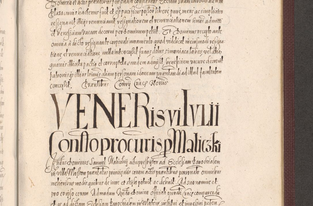Zdjęcie nr 919 dla obiektu archiwalnego: Acta actorum causarum obligationum institutionum, decretorum, constitutionum, quietonum, resignonum, cessionum, accaeterarum, obseruonum tam iudicialium quam extraiudicialium coram Admondo Reverendo Domino Joanne Zerzynski Canonico, Vicario in Spiritualibus et Officiali generali Cracoviensis Iudice deputati per Illustrissimum ac Reverendissimum Dominum Martinum Szyszkowski Dei et Apostolice Sedis gratia Episcopum Cracoviensis ad Annum Domini Millesimum Sexcentesimum Decimum Septimum Indicatione quindecima Pontificus SS. D. N. D. Pauli Divina providentia Papae V. foeliciter moderni anno ipsus duodecimo continuantur