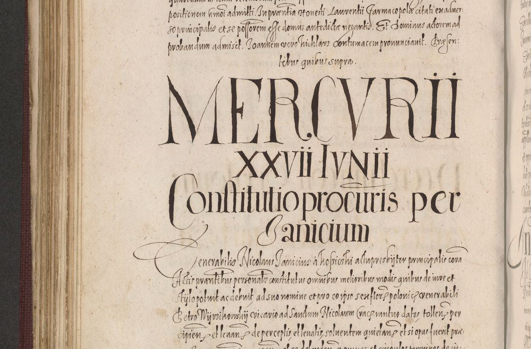 Zdjęcie nr 906 dla obiektu archiwalnego: Acta actorum causarum obligationum institutionum, decretorum, constitutionum, quietonum, resignonum, cessionum, accaeterarum, obseruonum tam iudicialium quam extraiudicialium coram Admondo Reverendo Domino Joanne Zerzynski Canonico, Vicario in Spiritualibus et Officiali generali Cracoviensis Iudice deputati per Illustrissimum ac Reverendissimum Dominum Martinum Szyszkowski Dei et Apostolice Sedis gratia Episcopum Cracoviensis ad Annum Domini Millesimum Sexcentesimum Decimum Septimum Indicatione quindecima Pontificus SS. D. N. D. Pauli Divina providentia Papae V. foeliciter moderni anno ipsus duodecimo continuantur