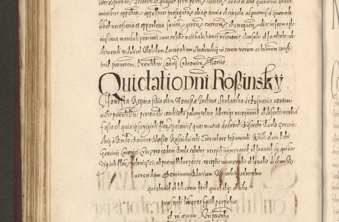 Zdjęcie nr 894 dla obiektu archiwalnego: Acta actorum causarum obligationum institutionum, decretorum, constitutionum, quietonum, resignonum, cessionum, accaeterarum, obseruonum tam iudicialium quam extraiudicialium coram Admondo Reverendo Domino Joanne Zerzynski Canonico, Vicario in Spiritualibus et Officiali generali Cracoviensis Iudice deputati per Illustrissimum ac Reverendissimum Dominum Martinum Szyszkowski Dei et Apostolice Sedis gratia Episcopum Cracoviensis ad Annum Domini Millesimum Sexcentesimum Decimum Septimum Indicatione quindecima Pontificus SS. D. N. D. Pauli Divina providentia Papae V. foeliciter moderni anno ipsus duodecimo continuantur