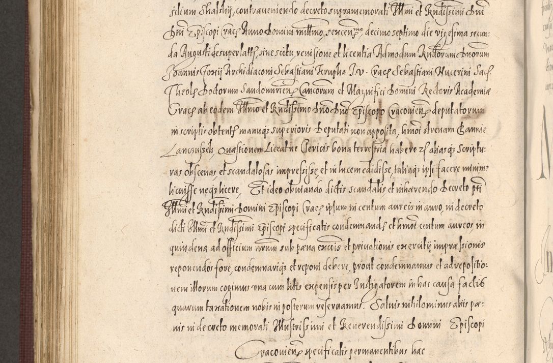 Zdjęcie nr 876 dla obiektu archiwalnego: Acta actorum causarum obligationum institutionum, decretorum, constitutionum, quietonum, resignonum, cessionum, accaeterarum, obseruonum tam iudicialium quam extraiudicialium coram Admondo Reverendo Domino Joanne Zerzynski Canonico, Vicario in Spiritualibus et Officiali generali Cracoviensis Iudice deputati per Illustrissimum ac Reverendissimum Dominum Martinum Szyszkowski Dei et Apostolice Sedis gratia Episcopum Cracoviensis ad Annum Domini Millesimum Sexcentesimum Decimum Septimum Indicatione quindecima Pontificus SS. D. N. D. Pauli Divina providentia Papae V. foeliciter moderni anno ipsus duodecimo continuantur