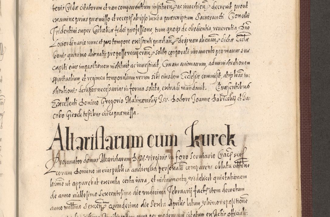 Zdjęcie nr 851 dla obiektu archiwalnego: Acta actorum causarum obligationum institutionum, decretorum, constitutionum, quietonum, resignonum, cessionum, accaeterarum, obseruonum tam iudicialium quam extraiudicialium coram Admondo Reverendo Domino Joanne Zerzynski Canonico, Vicario in Spiritualibus et Officiali generali Cracoviensis Iudice deputati per Illustrissimum ac Reverendissimum Dominum Martinum Szyszkowski Dei et Apostolice Sedis gratia Episcopum Cracoviensis ad Annum Domini Millesimum Sexcentesimum Decimum Septimum Indicatione quindecima Pontificus SS. D. N. D. Pauli Divina providentia Papae V. foeliciter moderni anno ipsus duodecimo continuantur
