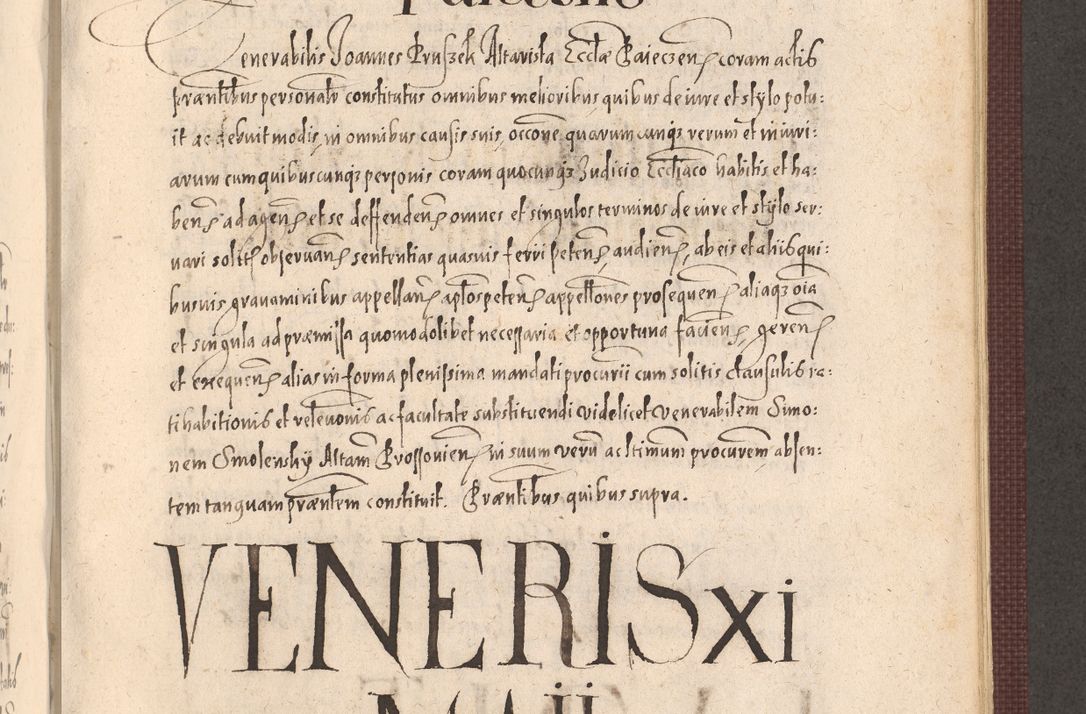 Zdjęcie nr 845 dla obiektu archiwalnego: Acta actorum causarum obligationum institutionum, decretorum, constitutionum, quietonum, resignonum, cessionum, accaeterarum, obseruonum tam iudicialium quam extraiudicialium coram Admondo Reverendo Domino Joanne Zerzynski Canonico, Vicario in Spiritualibus et Officiali generali Cracoviensis Iudice deputati per Illustrissimum ac Reverendissimum Dominum Martinum Szyszkowski Dei et Apostolice Sedis gratia Episcopum Cracoviensis ad Annum Domini Millesimum Sexcentesimum Decimum Septimum Indicatione quindecima Pontificus SS. D. N. D. Pauli Divina providentia Papae V. foeliciter moderni anno ipsus duodecimo continuantur