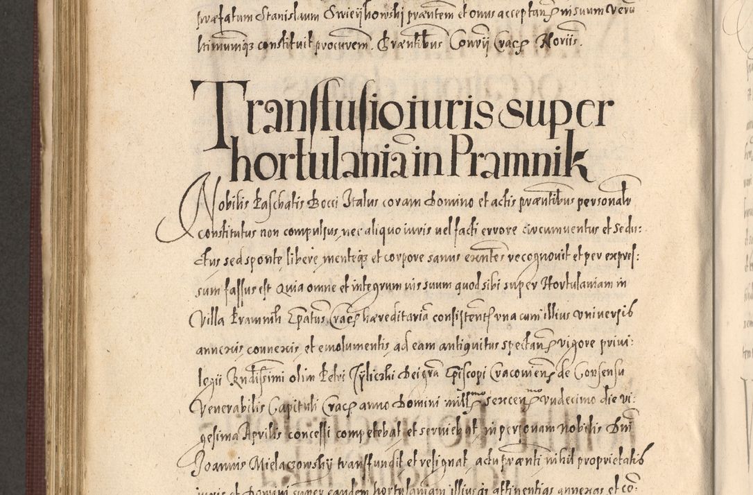 Zdjęcie nr 844 dla obiektu archiwalnego: Acta actorum causarum obligationum institutionum, decretorum, constitutionum, quietonum, resignonum, cessionum, accaeterarum, obseruonum tam iudicialium quam extraiudicialium coram Admondo Reverendo Domino Joanne Zerzynski Canonico, Vicario in Spiritualibus et Officiali generali Cracoviensis Iudice deputati per Illustrissimum ac Reverendissimum Dominum Martinum Szyszkowski Dei et Apostolice Sedis gratia Episcopum Cracoviensis ad Annum Domini Millesimum Sexcentesimum Decimum Septimum Indicatione quindecima Pontificus SS. D. N. D. Pauli Divina providentia Papae V. foeliciter moderni anno ipsus duodecimo continuantur