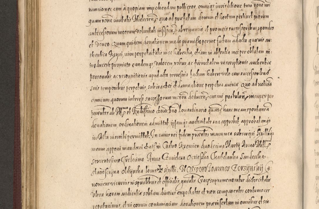 Zdjęcie nr 826 dla obiektu archiwalnego: Acta actorum causarum obligationum institutionum, decretorum, constitutionum, quietonum, resignonum, cessionum, accaeterarum, obseruonum tam iudicialium quam extraiudicialium coram Admondo Reverendo Domino Joanne Zerzynski Canonico, Vicario in Spiritualibus et Officiali generali Cracoviensis Iudice deputati per Illustrissimum ac Reverendissimum Dominum Martinum Szyszkowski Dei et Apostolice Sedis gratia Episcopum Cracoviensis ad Annum Domini Millesimum Sexcentesimum Decimum Septimum Indicatione quindecima Pontificus SS. D. N. D. Pauli Divina providentia Papae V. foeliciter moderni anno ipsus duodecimo continuantur