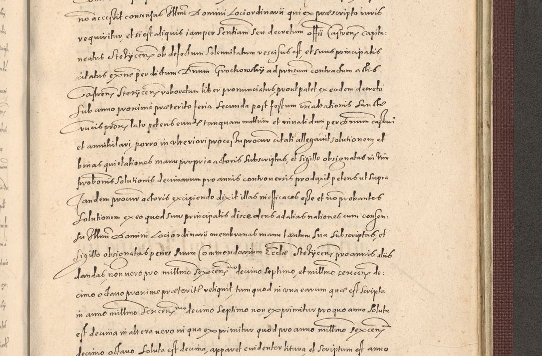 Zdjęcie nr 1303 dla obiektu archiwalnego: Acta actorum causarum obligationum institutionum, decretorum, constitutionum, quietonum, resignonum, cessionum, accaeterarum, obseruonum tam iudicialium quam extraiudicialium coram Admondo Reverendo Domino Joanne Zerzynski Canonico, Vicario in Spiritualibus et Officiali generali Cracoviensis Iudice deputati per Illustrissimum ac Reverendissimum Dominum Martinum Szyszkowski Dei et Apostolice Sedis gratia Episcopum Cracoviensis ad Annum Domini Millesimum Sexcentesimum Decimum Septimum Indicatione quindecima Pontificus SS. D. N. D. Pauli Divina providentia Papae V. foeliciter moderni anno ipsus duodecimo continuantur