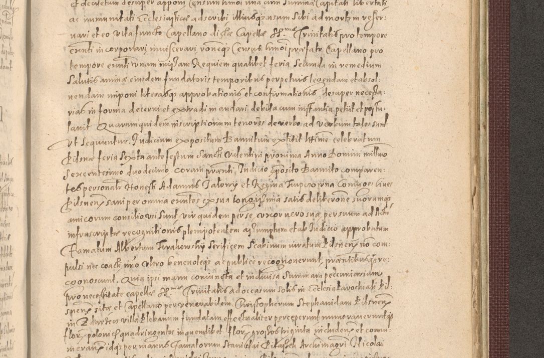 Zdjęcie nr 1261 dla obiektu archiwalnego: Acta actorum causarum obligationum institutionum, decretorum, constitutionum, quietonum, resignonum, cessionum, accaeterarum, obseruonum tam iudicialium quam extraiudicialium coram Admondo Reverendo Domino Joanne Zerzynski Canonico, Vicario in Spiritualibus et Officiali generali Cracoviensis Iudice deputati per Illustrissimum ac Reverendissimum Dominum Martinum Szyszkowski Dei et Apostolice Sedis gratia Episcopum Cracoviensis ad Annum Domini Millesimum Sexcentesimum Decimum Septimum Indicatione quindecima Pontificus SS. D. N. D. Pauli Divina providentia Papae V. foeliciter moderni anno ipsus duodecimo continuantur