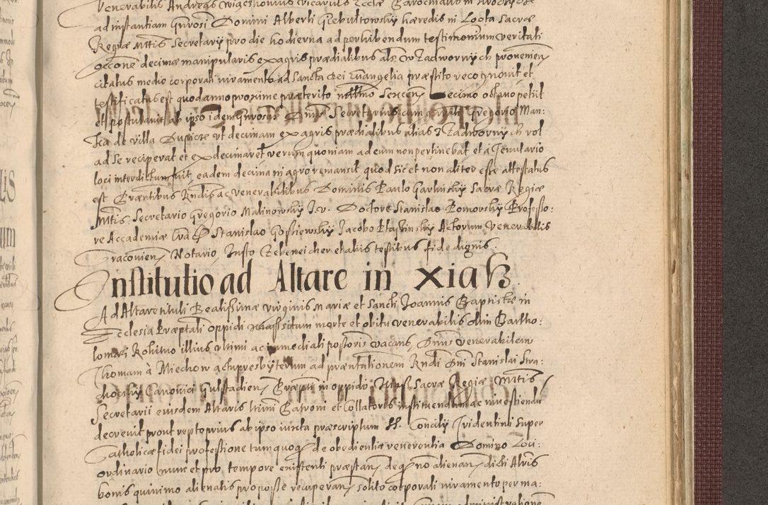 Zdjęcie nr 1243 dla obiektu archiwalnego: Acta actorum causarum obligationum institutionum, decretorum, constitutionum, quietonum, resignonum, cessionum, accaeterarum, obseruonum tam iudicialium quam extraiudicialium coram Admondo Reverendo Domino Joanne Zerzynski Canonico, Vicario in Spiritualibus et Officiali generali Cracoviensis Iudice deputati per Illustrissimum ac Reverendissimum Dominum Martinum Szyszkowski Dei et Apostolice Sedis gratia Episcopum Cracoviensis ad Annum Domini Millesimum Sexcentesimum Decimum Septimum Indicatione quindecima Pontificus SS. D. N. D. Pauli Divina providentia Papae V. foeliciter moderni anno ipsus duodecimo continuantur