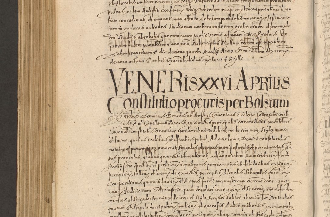 Zdjęcie nr 1242 dla obiektu archiwalnego: Acta actorum causarum obligationum institutionum, decretorum, constitutionum, quietonum, resignonum, cessionum, accaeterarum, obseruonum tam iudicialium quam extraiudicialium coram Admondo Reverendo Domino Joanne Zerzynski Canonico, Vicario in Spiritualibus et Officiali generali Cracoviensis Iudice deputati per Illustrissimum ac Reverendissimum Dominum Martinum Szyszkowski Dei et Apostolice Sedis gratia Episcopum Cracoviensis ad Annum Domini Millesimum Sexcentesimum Decimum Septimum Indicatione quindecima Pontificus SS. D. N. D. Pauli Divina providentia Papae V. foeliciter moderni anno ipsus duodecimo continuantur