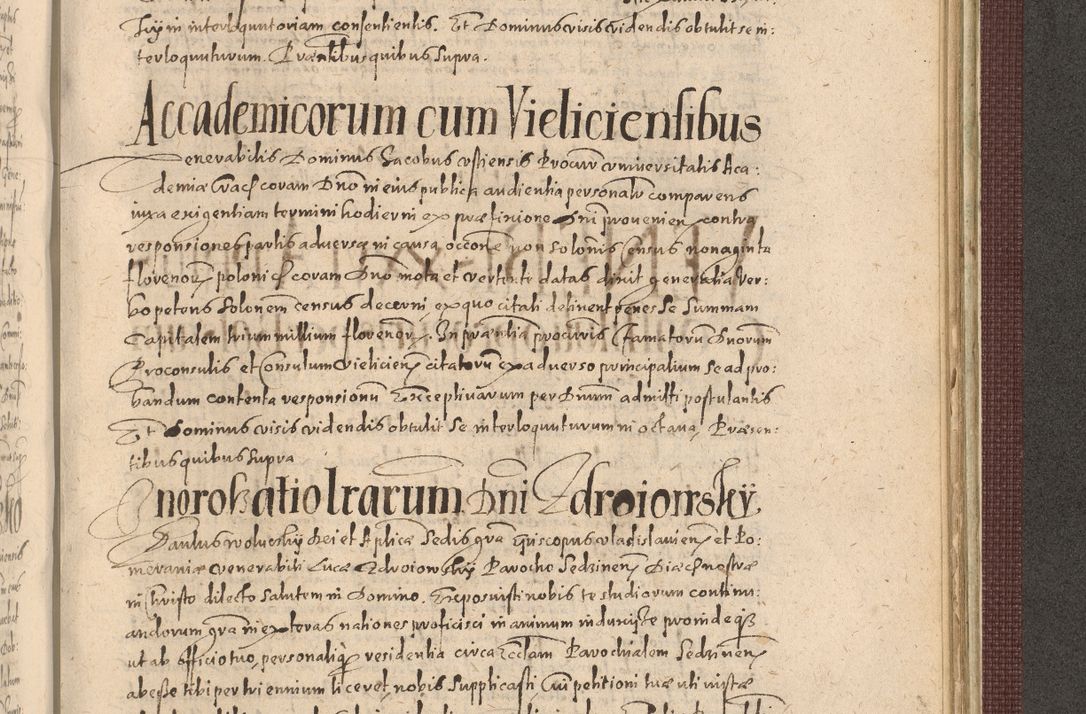 Zdjęcie nr 1241 dla obiektu archiwalnego: Acta actorum causarum obligationum institutionum, decretorum, constitutionum, quietonum, resignonum, cessionum, accaeterarum, obseruonum tam iudicialium quam extraiudicialium coram Admondo Reverendo Domino Joanne Zerzynski Canonico, Vicario in Spiritualibus et Officiali generali Cracoviensis Iudice deputati per Illustrissimum ac Reverendissimum Dominum Martinum Szyszkowski Dei et Apostolice Sedis gratia Episcopum Cracoviensis ad Annum Domini Millesimum Sexcentesimum Decimum Septimum Indicatione quindecima Pontificus SS. D. N. D. Pauli Divina providentia Papae V. foeliciter moderni anno ipsus duodecimo continuantur