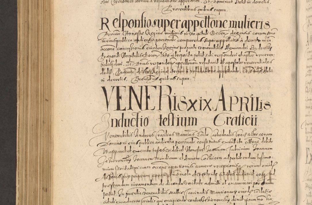 Zdjęcie nr 1236 dla obiektu archiwalnego: Acta actorum causarum obligationum institutionum, decretorum, constitutionum, quietonum, resignonum, cessionum, accaeterarum, obseruonum tam iudicialium quam extraiudicialium coram Admondo Reverendo Domino Joanne Zerzynski Canonico, Vicario in Spiritualibus et Officiali generali Cracoviensis Iudice deputati per Illustrissimum ac Reverendissimum Dominum Martinum Szyszkowski Dei et Apostolice Sedis gratia Episcopum Cracoviensis ad Annum Domini Millesimum Sexcentesimum Decimum Septimum Indicatione quindecima Pontificus SS. D. N. D. Pauli Divina providentia Papae V. foeliciter moderni anno ipsus duodecimo continuantur