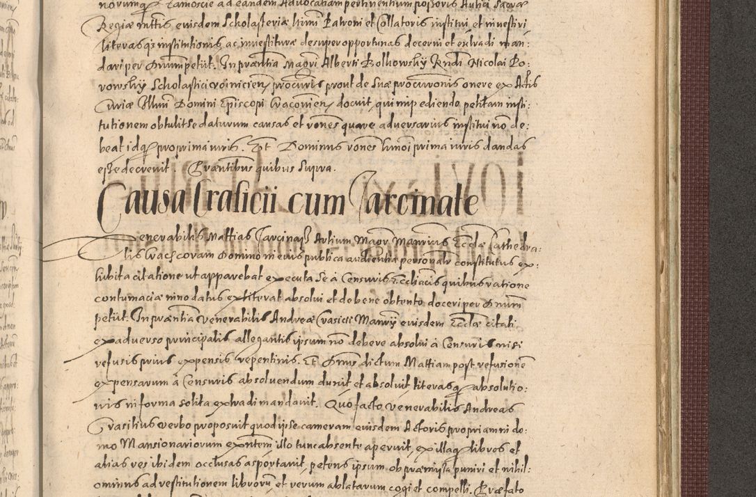 Zdjęcie nr 1223 dla obiektu archiwalnego: Acta actorum causarum obligationum institutionum, decretorum, constitutionum, quietonum, resignonum, cessionum, accaeterarum, obseruonum tam iudicialium quam extraiudicialium coram Admondo Reverendo Domino Joanne Zerzynski Canonico, Vicario in Spiritualibus et Officiali generali Cracoviensis Iudice deputati per Illustrissimum ac Reverendissimum Dominum Martinum Szyszkowski Dei et Apostolice Sedis gratia Episcopum Cracoviensis ad Annum Domini Millesimum Sexcentesimum Decimum Septimum Indicatione quindecima Pontificus SS. D. N. D. Pauli Divina providentia Papae V. foeliciter moderni anno ipsus duodecimo continuantur