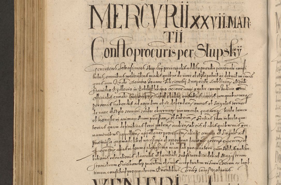Zdjęcie nr 1220 dla obiektu archiwalnego: Acta actorum causarum obligationum institutionum, decretorum, constitutionum, quietonum, resignonum, cessionum, accaeterarum, obseruonum tam iudicialium quam extraiudicialium coram Admondo Reverendo Domino Joanne Zerzynski Canonico, Vicario in Spiritualibus et Officiali generali Cracoviensis Iudice deputati per Illustrissimum ac Reverendissimum Dominum Martinum Szyszkowski Dei et Apostolice Sedis gratia Episcopum Cracoviensis ad Annum Domini Millesimum Sexcentesimum Decimum Septimum Indicatione quindecima Pontificus SS. D. N. D. Pauli Divina providentia Papae V. foeliciter moderni anno ipsus duodecimo continuantur