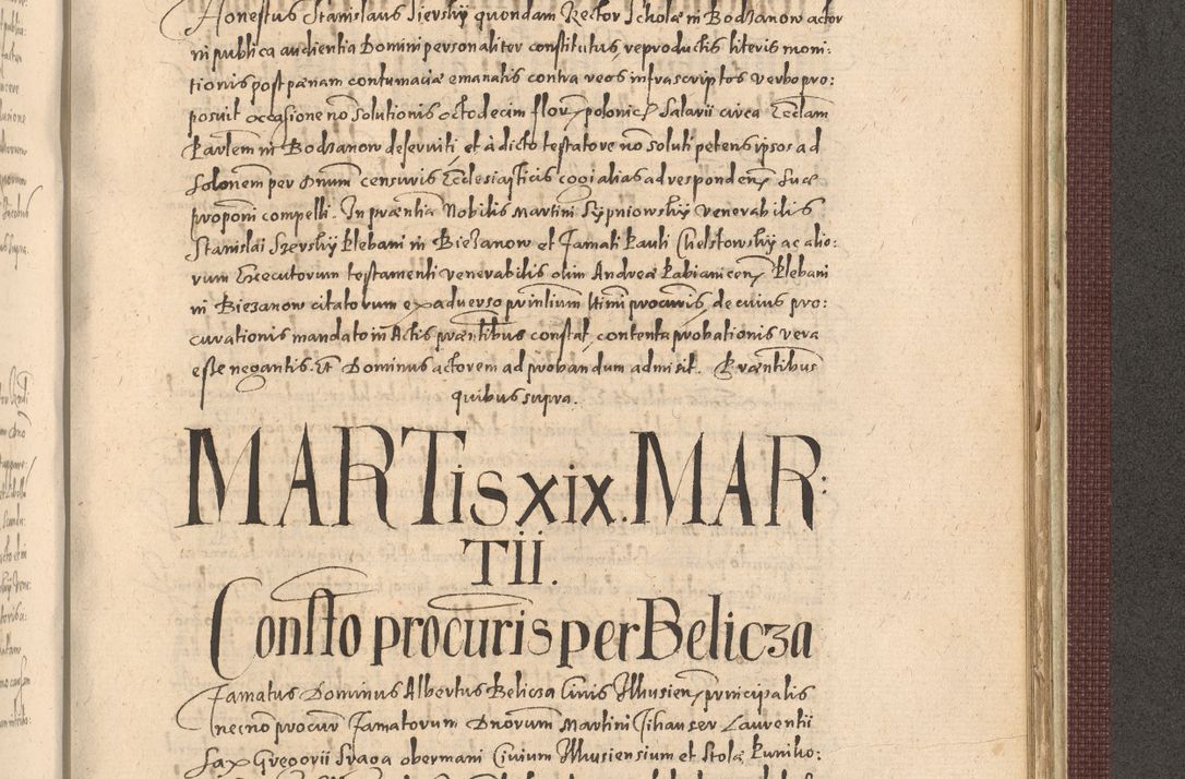 Zdjęcie nr 1205 dla obiektu archiwalnego: Acta actorum causarum obligationum institutionum, decretorum, constitutionum, quietonum, resignonum, cessionum, accaeterarum, obseruonum tam iudicialium quam extraiudicialium coram Admondo Reverendo Domino Joanne Zerzynski Canonico, Vicario in Spiritualibus et Officiali generali Cracoviensis Iudice deputati per Illustrissimum ac Reverendissimum Dominum Martinum Szyszkowski Dei et Apostolice Sedis gratia Episcopum Cracoviensis ad Annum Domini Millesimum Sexcentesimum Decimum Septimum Indicatione quindecima Pontificus SS. D. N. D. Pauli Divina providentia Papae V. foeliciter moderni anno ipsus duodecimo continuantur