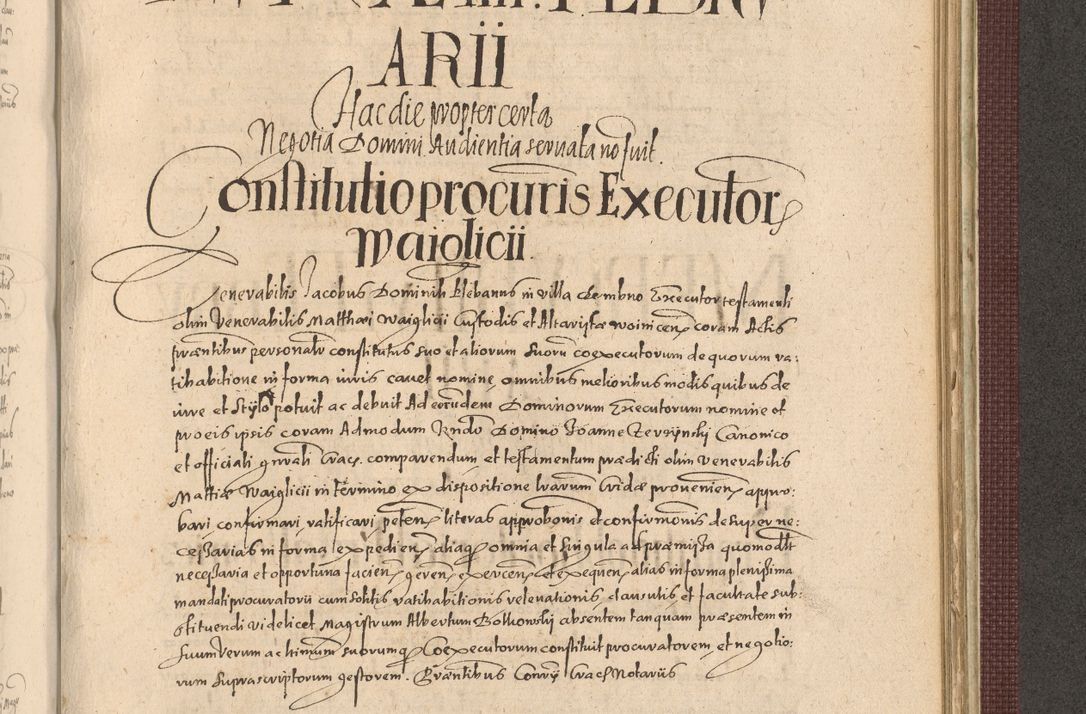 Zdjęcie nr 1157 dla obiektu archiwalnego: Acta actorum causarum obligationum institutionum, decretorum, constitutionum, quietonum, resignonum, cessionum, accaeterarum, obseruonum tam iudicialium quam extraiudicialium coram Admondo Reverendo Domino Joanne Zerzynski Canonico, Vicario in Spiritualibus et Officiali generali Cracoviensis Iudice deputati per Illustrissimum ac Reverendissimum Dominum Martinum Szyszkowski Dei et Apostolice Sedis gratia Episcopum Cracoviensis ad Annum Domini Millesimum Sexcentesimum Decimum Septimum Indicatione quindecima Pontificus SS. D. N. D. Pauli Divina providentia Papae V. foeliciter moderni anno ipsus duodecimo continuantur