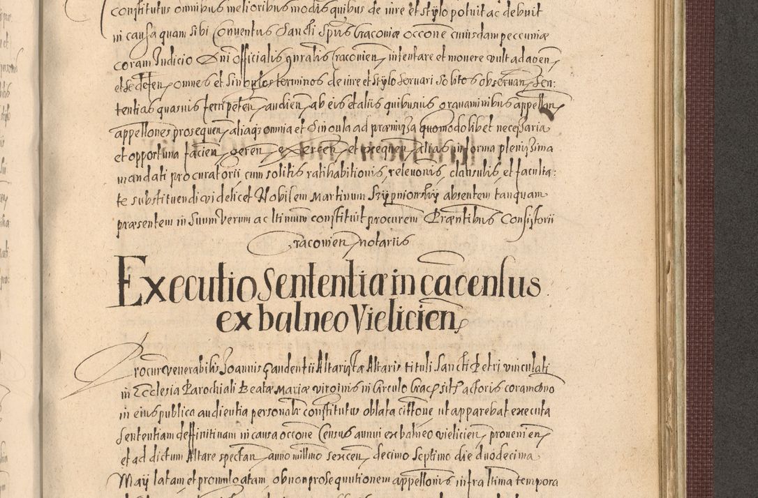 Zdjęcie nr 1149 dla obiektu archiwalnego: Acta actorum causarum obligationum institutionum, decretorum, constitutionum, quietonum, resignonum, cessionum, accaeterarum, obseruonum tam iudicialium quam extraiudicialium coram Admondo Reverendo Domino Joanne Zerzynski Canonico, Vicario in Spiritualibus et Officiali generali Cracoviensis Iudice deputati per Illustrissimum ac Reverendissimum Dominum Martinum Szyszkowski Dei et Apostolice Sedis gratia Episcopum Cracoviensis ad Annum Domini Millesimum Sexcentesimum Decimum Septimum Indicatione quindecima Pontificus SS. D. N. D. Pauli Divina providentia Papae V. foeliciter moderni anno ipsus duodecimo continuantur
