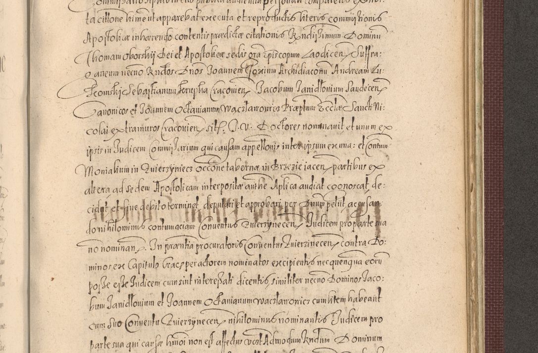 Zdjęcie nr 1135 dla obiektu archiwalnego: Acta actorum causarum obligationum institutionum, decretorum, constitutionum, quietonum, resignonum, cessionum, accaeterarum, obseruonum tam iudicialium quam extraiudicialium coram Admondo Reverendo Domino Joanne Zerzynski Canonico, Vicario in Spiritualibus et Officiali generali Cracoviensis Iudice deputati per Illustrissimum ac Reverendissimum Dominum Martinum Szyszkowski Dei et Apostolice Sedis gratia Episcopum Cracoviensis ad Annum Domini Millesimum Sexcentesimum Decimum Septimum Indicatione quindecima Pontificus SS. D. N. D. Pauli Divina providentia Papae V. foeliciter moderni anno ipsus duodecimo continuantur