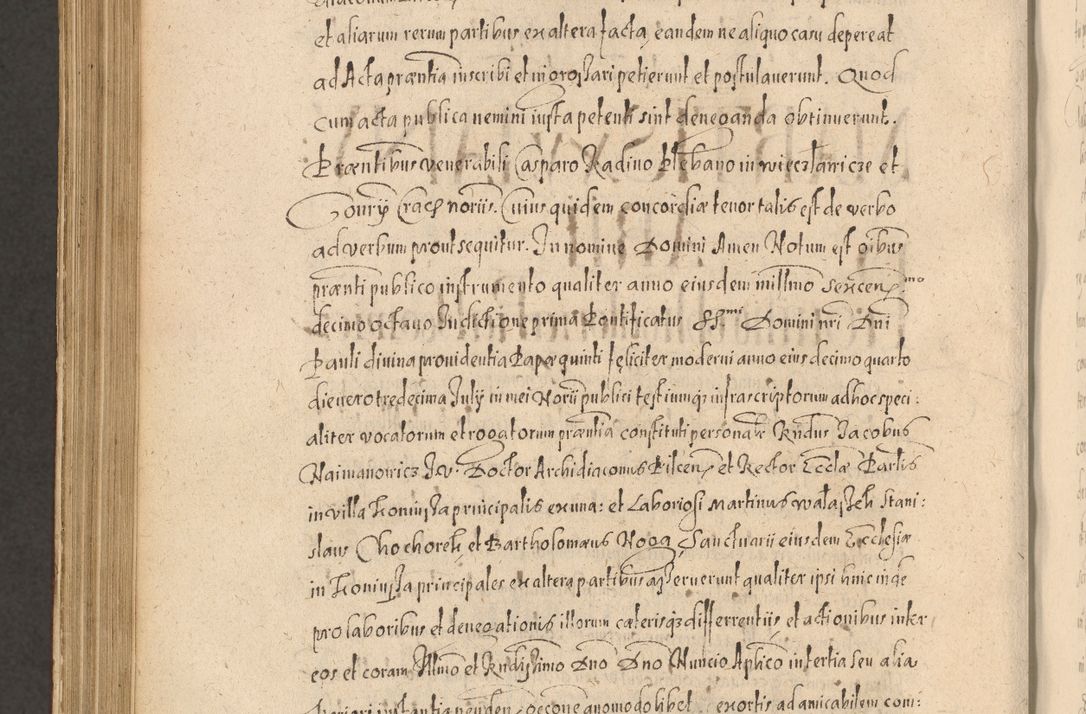Zdjęcie nr 1132 dla obiektu archiwalnego: Acta actorum causarum obligationum institutionum, decretorum, constitutionum, quietonum, resignonum, cessionum, accaeterarum, obseruonum tam iudicialium quam extraiudicialium coram Admondo Reverendo Domino Joanne Zerzynski Canonico, Vicario in Spiritualibus et Officiali generali Cracoviensis Iudice deputati per Illustrissimum ac Reverendissimum Dominum Martinum Szyszkowski Dei et Apostolice Sedis gratia Episcopum Cracoviensis ad Annum Domini Millesimum Sexcentesimum Decimum Septimum Indicatione quindecima Pontificus SS. D. N. D. Pauli Divina providentia Papae V. foeliciter moderni anno ipsus duodecimo continuantur