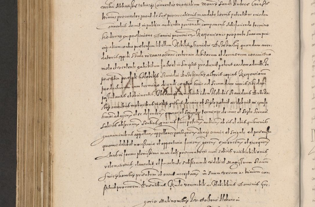 Zdjęcie nr 1310 dla obiektu archiwalnego: Acta actorum causarum obligationum institutionum, decretorum, constitutionum, quietonum, resignonum, cessionum, accaeterarum, obseruonum tam iudicialium quam extraiudicialium coram Admondo Reverendo Domino Joanne Zerzynski Canonico, Vicario in Spiritualibus et Officiali generali Cracoviensis Iudice deputati per Illustrissimum ac Reverendissimum Dominum Martinum Szyszkowski Dei et Apostolice Sedis gratia Episcopum Cracoviensis ad Annum Domini Millesimum Sexcentesimum Decimum Septimum Indicatione quindecima Pontificus SS. D. N. D. Pauli Divina providentia Papae V. foeliciter moderni anno ipsus duodecimo continuantur