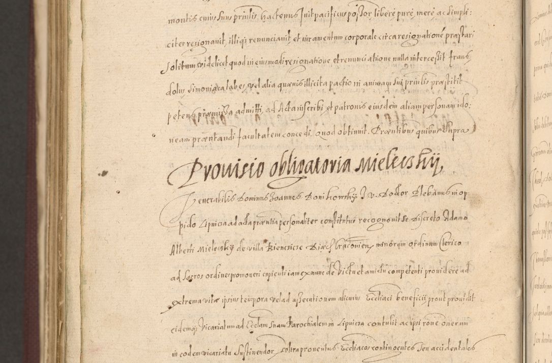 Zdjęcie nr 1562 dla obiektu archiwalnego: Acta actorum causarum obligationum institutionum, decretorum, constitutionum, quietonum, resignonum, cessionum, accaeterarum, obseruonum tam iudicialium quam extraiudicialium coram Admondo Reverendo Domino Joanne Zerzynski Canonico, Vicario in Spiritualibus et Officiali generali Cracoviensis Iudice deputati per Illustrissimum ac Reverendissimum Dominum Martinum Szyszkowski Dei et Apostolice Sedis gratia Episcopum Cracoviensis ad Annum Domini Millesimum Sexcentesimum Decimum Septimum Indicatione quindecima Pontificus SS. D. N. D. Pauli Divina providentia Papae V. foeliciter moderni anno ipsus duodecimo continuantur