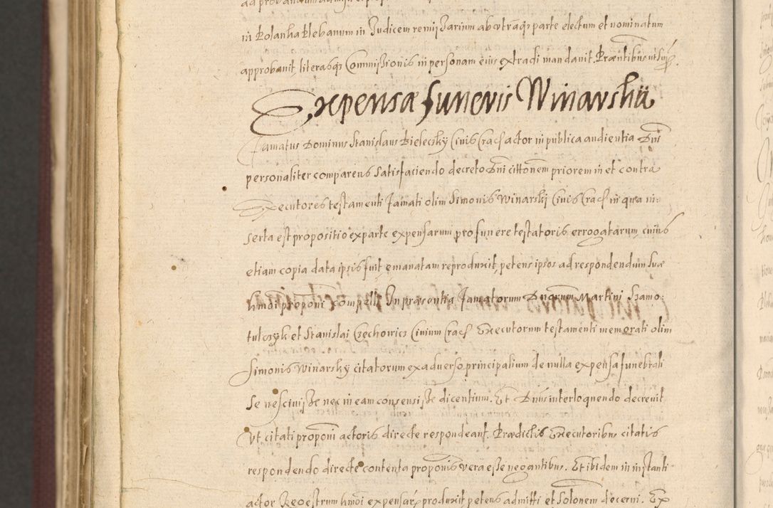 Zdjęcie nr 1560 dla obiektu archiwalnego: Acta actorum causarum obligationum institutionum, decretorum, constitutionum, quietonum, resignonum, cessionum, accaeterarum, obseruonum tam iudicialium quam extraiudicialium coram Admondo Reverendo Domino Joanne Zerzynski Canonico, Vicario in Spiritualibus et Officiali generali Cracoviensis Iudice deputati per Illustrissimum ac Reverendissimum Dominum Martinum Szyszkowski Dei et Apostolice Sedis gratia Episcopum Cracoviensis ad Annum Domini Millesimum Sexcentesimum Decimum Septimum Indicatione quindecima Pontificus SS. D. N. D. Pauli Divina providentia Papae V. foeliciter moderni anno ipsus duodecimo continuantur