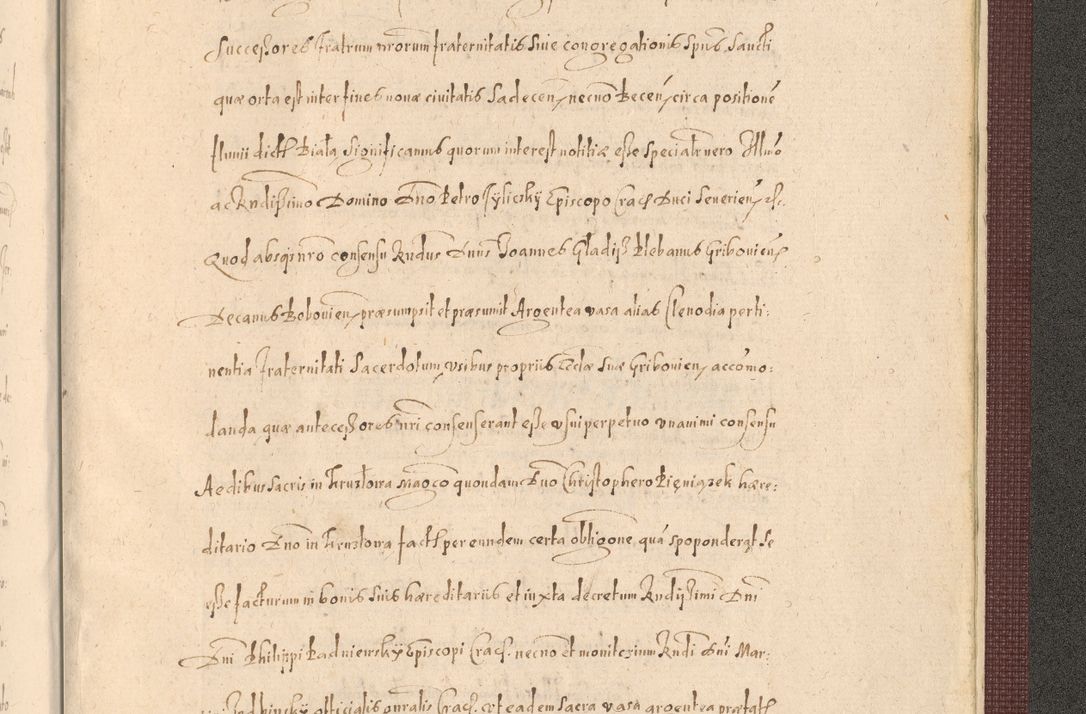 Zdjęcie nr 1547 dla obiektu archiwalnego: Acta actorum causarum obligationum institutionum, decretorum, constitutionum, quietonum, resignonum, cessionum, accaeterarum, obseruonum tam iudicialium quam extraiudicialium coram Admondo Reverendo Domino Joanne Zerzynski Canonico, Vicario in Spiritualibus et Officiali generali Cracoviensis Iudice deputati per Illustrissimum ac Reverendissimum Dominum Martinum Szyszkowski Dei et Apostolice Sedis gratia Episcopum Cracoviensis ad Annum Domini Millesimum Sexcentesimum Decimum Septimum Indicatione quindecima Pontificus SS. D. N. D. Pauli Divina providentia Papae V. foeliciter moderni anno ipsus duodecimo continuantur