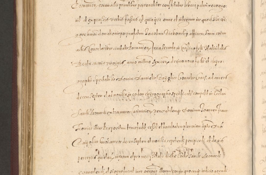 Zdjęcie nr 1536 dla obiektu archiwalnego: Acta actorum causarum obligationum institutionum, decretorum, constitutionum, quietonum, resignonum, cessionum, accaeterarum, obseruonum tam iudicialium quam extraiudicialium coram Admondo Reverendo Domino Joanne Zerzynski Canonico, Vicario in Spiritualibus et Officiali generali Cracoviensis Iudice deputati per Illustrissimum ac Reverendissimum Dominum Martinum Szyszkowski Dei et Apostolice Sedis gratia Episcopum Cracoviensis ad Annum Domini Millesimum Sexcentesimum Decimum Septimum Indicatione quindecima Pontificus SS. D. N. D. Pauli Divina providentia Papae V. foeliciter moderni anno ipsus duodecimo continuantur