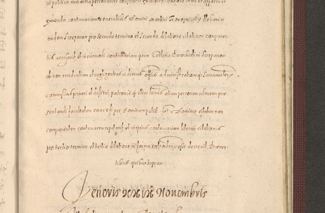 Zdjęcie nr 1511 dla obiektu archiwalnego: Acta actorum causarum obligationum institutionum, decretorum, constitutionum, quietonum, resignonum, cessionum, accaeterarum, obseruonum tam iudicialium quam extraiudicialium coram Admondo Reverendo Domino Joanne Zerzynski Canonico, Vicario in Spiritualibus et Officiali generali Cracoviensis Iudice deputati per Illustrissimum ac Reverendissimum Dominum Martinum Szyszkowski Dei et Apostolice Sedis gratia Episcopum Cracoviensis ad Annum Domini Millesimum Sexcentesimum Decimum Septimum Indicatione quindecima Pontificus SS. D. N. D. Pauli Divina providentia Papae V. foeliciter moderni anno ipsus duodecimo continuantur