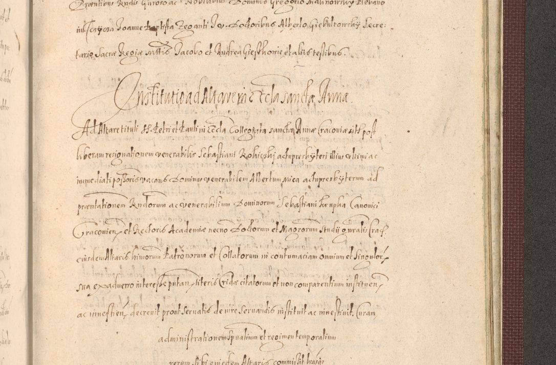Zdjęcie nr 1505 dla obiektu archiwalnego: Acta actorum causarum obligationum institutionum, decretorum, constitutionum, quietonum, resignonum, cessionum, accaeterarum, obseruonum tam iudicialium quam extraiudicialium coram Admondo Reverendo Domino Joanne Zerzynski Canonico, Vicario in Spiritualibus et Officiali generali Cracoviensis Iudice deputati per Illustrissimum ac Reverendissimum Dominum Martinum Szyszkowski Dei et Apostolice Sedis gratia Episcopum Cracoviensis ad Annum Domini Millesimum Sexcentesimum Decimum Septimum Indicatione quindecima Pontificus SS. D. N. D. Pauli Divina providentia Papae V. foeliciter moderni anno ipsus duodecimo continuantur