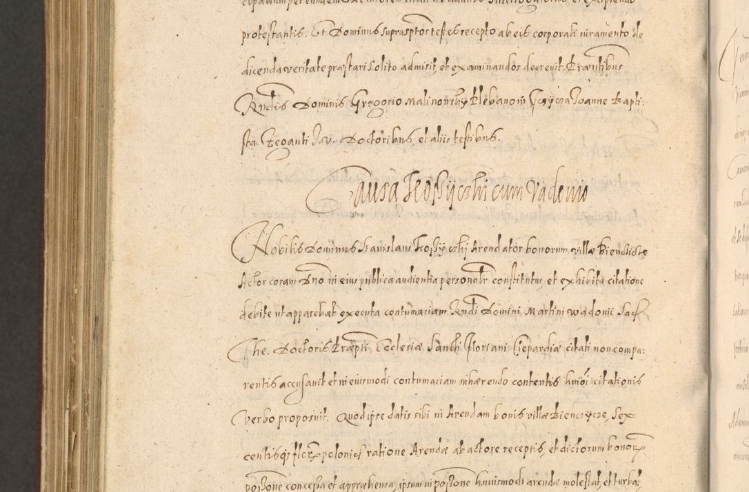 Zdjęcie nr 1502 dla obiektu archiwalnego: Acta actorum causarum obligationum institutionum, decretorum, constitutionum, quietonum, resignonum, cessionum, accaeterarum, obseruonum tam iudicialium quam extraiudicialium coram Admondo Reverendo Domino Joanne Zerzynski Canonico, Vicario in Spiritualibus et Officiali generali Cracoviensis Iudice deputati per Illustrissimum ac Reverendissimum Dominum Martinum Szyszkowski Dei et Apostolice Sedis gratia Episcopum Cracoviensis ad Annum Domini Millesimum Sexcentesimum Decimum Septimum Indicatione quindecima Pontificus SS. D. N. D. Pauli Divina providentia Papae V. foeliciter moderni anno ipsus duodecimo continuantur