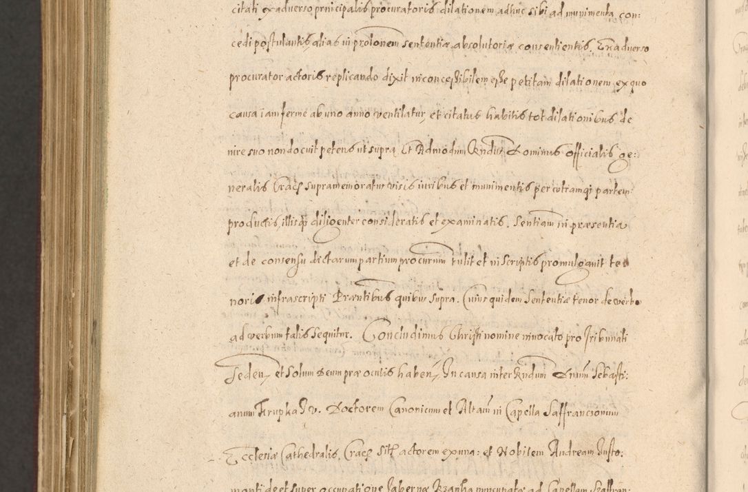 Zdjęcie nr 1476 dla obiektu archiwalnego: Acta actorum causarum obligationum institutionum, decretorum, constitutionum, quietonum, resignonum, cessionum, accaeterarum, obseruonum tam iudicialium quam extraiudicialium coram Admondo Reverendo Domino Joanne Zerzynski Canonico, Vicario in Spiritualibus et Officiali generali Cracoviensis Iudice deputati per Illustrissimum ac Reverendissimum Dominum Martinum Szyszkowski Dei et Apostolice Sedis gratia Episcopum Cracoviensis ad Annum Domini Millesimum Sexcentesimum Decimum Septimum Indicatione quindecima Pontificus SS. D. N. D. Pauli Divina providentia Papae V. foeliciter moderni anno ipsus duodecimo continuantur