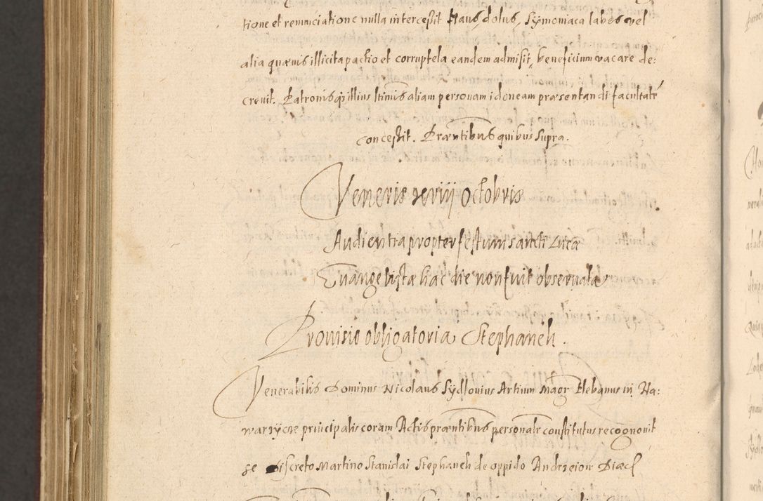 Zdjęcie nr 1468 dla obiektu archiwalnego: Acta actorum causarum obligationum institutionum, decretorum, constitutionum, quietonum, resignonum, cessionum, accaeterarum, obseruonum tam iudicialium quam extraiudicialium coram Admondo Reverendo Domino Joanne Zerzynski Canonico, Vicario in Spiritualibus et Officiali generali Cracoviensis Iudice deputati per Illustrissimum ac Reverendissimum Dominum Martinum Szyszkowski Dei et Apostolice Sedis gratia Episcopum Cracoviensis ad Annum Domini Millesimum Sexcentesimum Decimum Septimum Indicatione quindecima Pontificus SS. D. N. D. Pauli Divina providentia Papae V. foeliciter moderni anno ipsus duodecimo continuantur