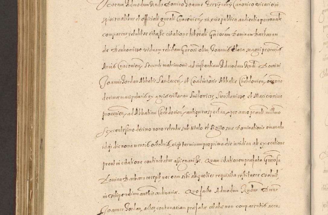 Zdjęcie nr 1454 dla obiektu archiwalnego: Acta actorum causarum obligationum institutionum, decretorum, constitutionum, quietonum, resignonum, cessionum, accaeterarum, obseruonum tam iudicialium quam extraiudicialium coram Admondo Reverendo Domino Joanne Zerzynski Canonico, Vicario in Spiritualibus et Officiali generali Cracoviensis Iudice deputati per Illustrissimum ac Reverendissimum Dominum Martinum Szyszkowski Dei et Apostolice Sedis gratia Episcopum Cracoviensis ad Annum Domini Millesimum Sexcentesimum Decimum Septimum Indicatione quindecima Pontificus SS. D. N. D. Pauli Divina providentia Papae V. foeliciter moderni anno ipsus duodecimo continuantur