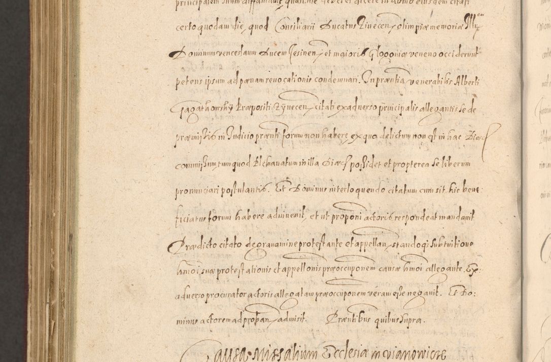 Zdjęcie nr 1448 dla obiektu archiwalnego: Acta actorum causarum obligationum institutionum, decretorum, constitutionum, quietonum, resignonum, cessionum, accaeterarum, obseruonum tam iudicialium quam extraiudicialium coram Admondo Reverendo Domino Joanne Zerzynski Canonico, Vicario in Spiritualibus et Officiali generali Cracoviensis Iudice deputati per Illustrissimum ac Reverendissimum Dominum Martinum Szyszkowski Dei et Apostolice Sedis gratia Episcopum Cracoviensis ad Annum Domini Millesimum Sexcentesimum Decimum Septimum Indicatione quindecima Pontificus SS. D. N. D. Pauli Divina providentia Papae V. foeliciter moderni anno ipsus duodecimo continuantur