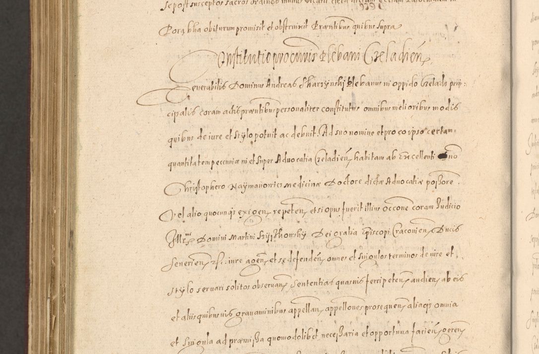 Zdjęcie nr 1438 dla obiektu archiwalnego: Acta actorum causarum obligationum institutionum, decretorum, constitutionum, quietonum, resignonum, cessionum, accaeterarum, obseruonum tam iudicialium quam extraiudicialium coram Admondo Reverendo Domino Joanne Zerzynski Canonico, Vicario in Spiritualibus et Officiali generali Cracoviensis Iudice deputati per Illustrissimum ac Reverendissimum Dominum Martinum Szyszkowski Dei et Apostolice Sedis gratia Episcopum Cracoviensis ad Annum Domini Millesimum Sexcentesimum Decimum Septimum Indicatione quindecima Pontificus SS. D. N. D. Pauli Divina providentia Papae V. foeliciter moderni anno ipsus duodecimo continuantur