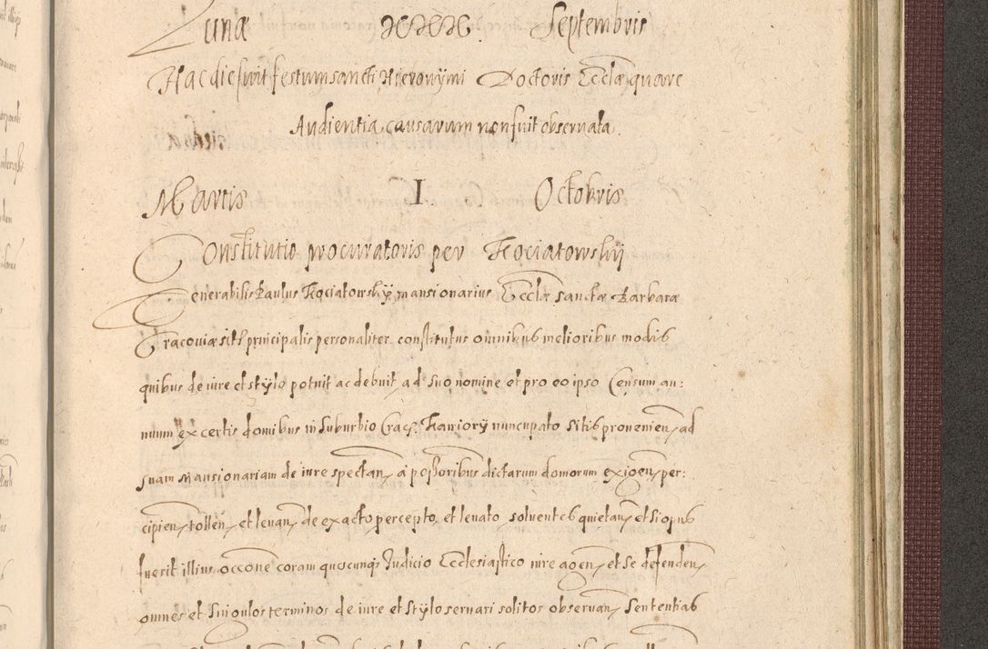 Zdjęcie nr 1435 dla obiektu archiwalnego: Acta actorum causarum obligationum institutionum, decretorum, constitutionum, quietonum, resignonum, cessionum, accaeterarum, obseruonum tam iudicialium quam extraiudicialium coram Admondo Reverendo Domino Joanne Zerzynski Canonico, Vicario in Spiritualibus et Officiali generali Cracoviensis Iudice deputati per Illustrissimum ac Reverendissimum Dominum Martinum Szyszkowski Dei et Apostolice Sedis gratia Episcopum Cracoviensis ad Annum Domini Millesimum Sexcentesimum Decimum Septimum Indicatione quindecima Pontificus SS. D. N. D. Pauli Divina providentia Papae V. foeliciter moderni anno ipsus duodecimo continuantur