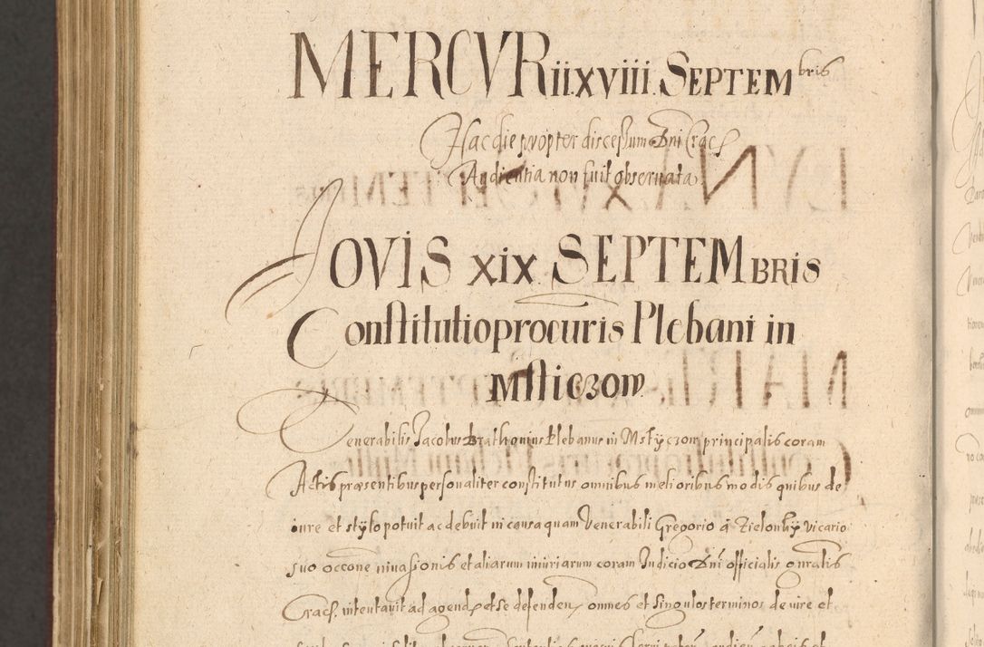 Zdjęcie nr 1420 dla obiektu archiwalnego: Acta actorum causarum obligationum institutionum, decretorum, constitutionum, quietonum, resignonum, cessionum, accaeterarum, obseruonum tam iudicialium quam extraiudicialium coram Admondo Reverendo Domino Joanne Zerzynski Canonico, Vicario in Spiritualibus et Officiali generali Cracoviensis Iudice deputati per Illustrissimum ac Reverendissimum Dominum Martinum Szyszkowski Dei et Apostolice Sedis gratia Episcopum Cracoviensis ad Annum Domini Millesimum Sexcentesimum Decimum Septimum Indicatione quindecima Pontificus SS. D. N. D. Pauli Divina providentia Papae V. foeliciter moderni anno ipsus duodecimo continuantur