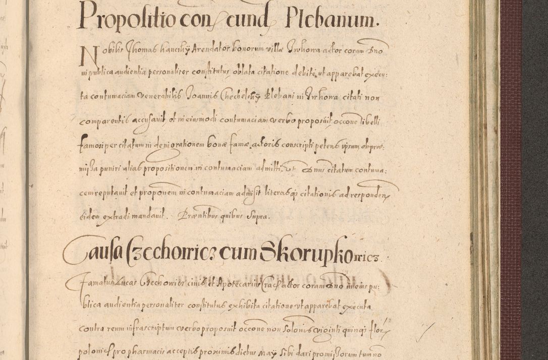Zdjęcie nr 1417 dla obiektu archiwalnego: Acta actorum causarum obligationum institutionum, decretorum, constitutionum, quietonum, resignonum, cessionum, accaeterarum, obseruonum tam iudicialium quam extraiudicialium coram Admondo Reverendo Domino Joanne Zerzynski Canonico, Vicario in Spiritualibus et Officiali generali Cracoviensis Iudice deputati per Illustrissimum ac Reverendissimum Dominum Martinum Szyszkowski Dei et Apostolice Sedis gratia Episcopum Cracoviensis ad Annum Domini Millesimum Sexcentesimum Decimum Septimum Indicatione quindecima Pontificus SS. D. N. D. Pauli Divina providentia Papae V. foeliciter moderni anno ipsus duodecimo continuantur