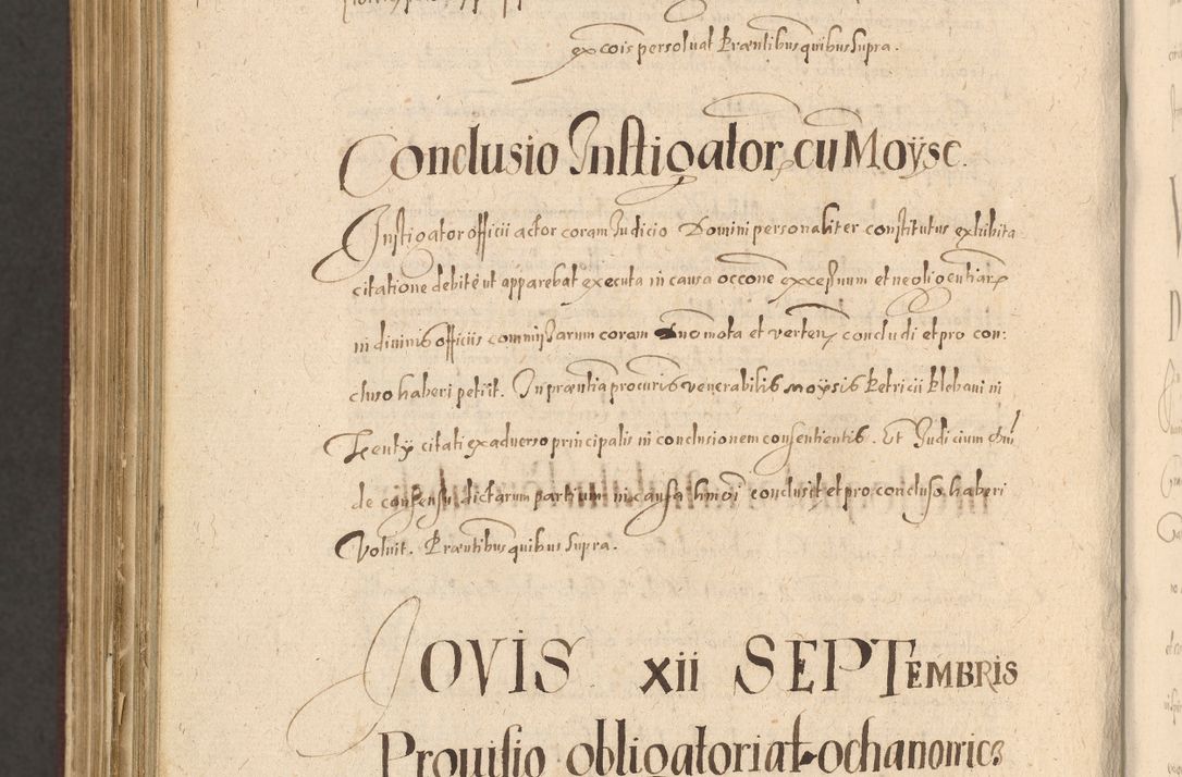 Zdjęcie nr 1414 dla obiektu archiwalnego: Acta actorum causarum obligationum institutionum, decretorum, constitutionum, quietonum, resignonum, cessionum, accaeterarum, obseruonum tam iudicialium quam extraiudicialium coram Admondo Reverendo Domino Joanne Zerzynski Canonico, Vicario in Spiritualibus et Officiali generali Cracoviensis Iudice deputati per Illustrissimum ac Reverendissimum Dominum Martinum Szyszkowski Dei et Apostolice Sedis gratia Episcopum Cracoviensis ad Annum Domini Millesimum Sexcentesimum Decimum Septimum Indicatione quindecima Pontificus SS. D. N. D. Pauli Divina providentia Papae V. foeliciter moderni anno ipsus duodecimo continuantur