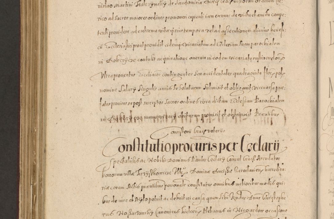 Zdjęcie nr 1408 dla obiektu archiwalnego: Acta actorum causarum obligationum institutionum, decretorum, constitutionum, quietonum, resignonum, cessionum, accaeterarum, obseruonum tam iudicialium quam extraiudicialium coram Admondo Reverendo Domino Joanne Zerzynski Canonico, Vicario in Spiritualibus et Officiali generali Cracoviensis Iudice deputati per Illustrissimum ac Reverendissimum Dominum Martinum Szyszkowski Dei et Apostolice Sedis gratia Episcopum Cracoviensis ad Annum Domini Millesimum Sexcentesimum Decimum Septimum Indicatione quindecima Pontificus SS. D. N. D. Pauli Divina providentia Papae V. foeliciter moderni anno ipsus duodecimo continuantur