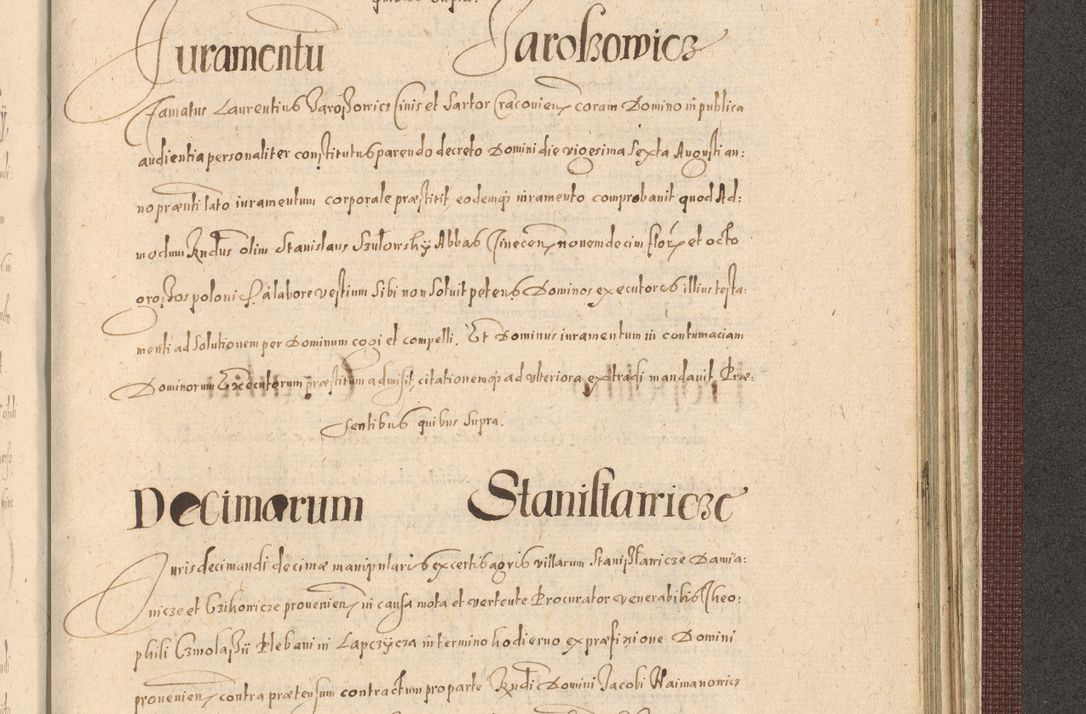 Zdjęcie nr 1401 dla obiektu archiwalnego: Acta actorum causarum obligationum institutionum, decretorum, constitutionum, quietonum, resignonum, cessionum, accaeterarum, obseruonum tam iudicialium quam extraiudicialium coram Admondo Reverendo Domino Joanne Zerzynski Canonico, Vicario in Spiritualibus et Officiali generali Cracoviensis Iudice deputati per Illustrissimum ac Reverendissimum Dominum Martinum Szyszkowski Dei et Apostolice Sedis gratia Episcopum Cracoviensis ad Annum Domini Millesimum Sexcentesimum Decimum Septimum Indicatione quindecima Pontificus SS. D. N. D. Pauli Divina providentia Papae V. foeliciter moderni anno ipsus duodecimo continuantur