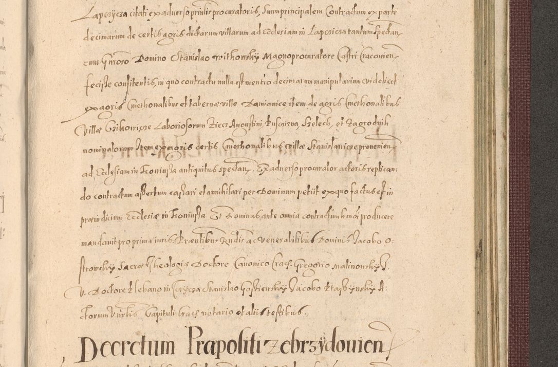 Zdjęcie nr 1379 dla obiektu archiwalnego: Acta actorum causarum obligationum institutionum, decretorum, constitutionum, quietonum, resignonum, cessionum, accaeterarum, obseruonum tam iudicialium quam extraiudicialium coram Admondo Reverendo Domino Joanne Zerzynski Canonico, Vicario in Spiritualibus et Officiali generali Cracoviensis Iudice deputati per Illustrissimum ac Reverendissimum Dominum Martinum Szyszkowski Dei et Apostolice Sedis gratia Episcopum Cracoviensis ad Annum Domini Millesimum Sexcentesimum Decimum Septimum Indicatione quindecima Pontificus SS. D. N. D. Pauli Divina providentia Papae V. foeliciter moderni anno ipsus duodecimo continuantur
