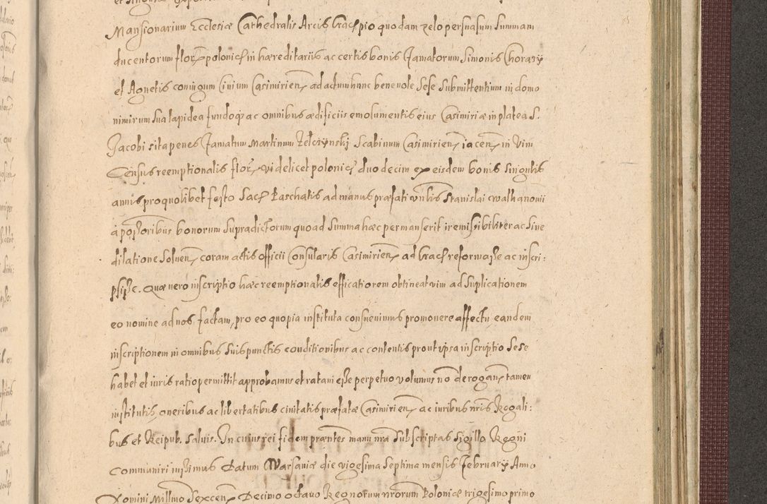 Zdjęcie nr 1375 dla obiektu archiwalnego: Acta actorum causarum obligationum institutionum, decretorum, constitutionum, quietonum, resignonum, cessionum, accaeterarum, obseruonum tam iudicialium quam extraiudicialium coram Admondo Reverendo Domino Joanne Zerzynski Canonico, Vicario in Spiritualibus et Officiali generali Cracoviensis Iudice deputati per Illustrissimum ac Reverendissimum Dominum Martinum Szyszkowski Dei et Apostolice Sedis gratia Episcopum Cracoviensis ad Annum Domini Millesimum Sexcentesimum Decimum Septimum Indicatione quindecima Pontificus SS. D. N. D. Pauli Divina providentia Papae V. foeliciter moderni anno ipsus duodecimo continuantur