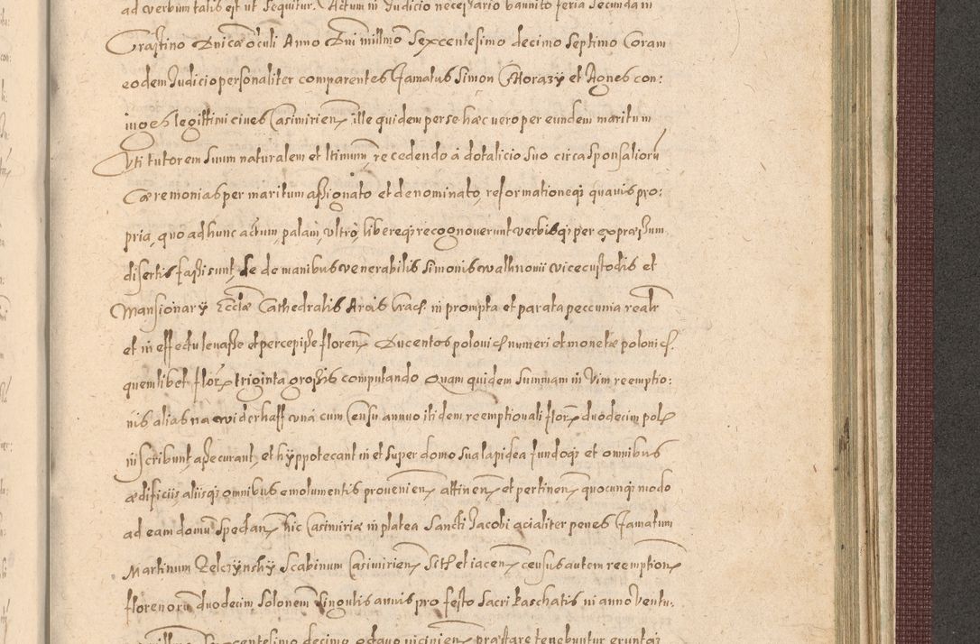 Zdjęcie nr 1373 dla obiektu archiwalnego: Acta actorum causarum obligationum institutionum, decretorum, constitutionum, quietonum, resignonum, cessionum, accaeterarum, obseruonum tam iudicialium quam extraiudicialium coram Admondo Reverendo Domino Joanne Zerzynski Canonico, Vicario in Spiritualibus et Officiali generali Cracoviensis Iudice deputati per Illustrissimum ac Reverendissimum Dominum Martinum Szyszkowski Dei et Apostolice Sedis gratia Episcopum Cracoviensis ad Annum Domini Millesimum Sexcentesimum Decimum Septimum Indicatione quindecima Pontificus SS. D. N. D. Pauli Divina providentia Papae V. foeliciter moderni anno ipsus duodecimo continuantur