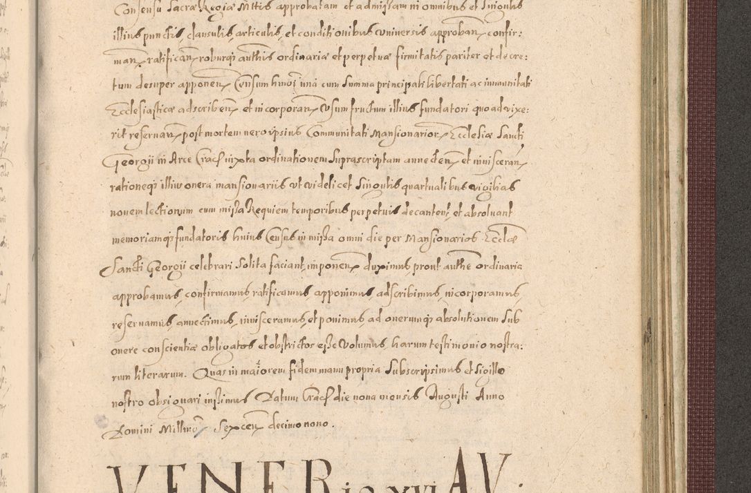 Zdjęcie nr 1371 dla obiektu archiwalnego: Acta actorum causarum obligationum institutionum, decretorum, constitutionum, quietonum, resignonum, cessionum, accaeterarum, obseruonum tam iudicialium quam extraiudicialium coram Admondo Reverendo Domino Joanne Zerzynski Canonico, Vicario in Spiritualibus et Officiali generali Cracoviensis Iudice deputati per Illustrissimum ac Reverendissimum Dominum Martinum Szyszkowski Dei et Apostolice Sedis gratia Episcopum Cracoviensis ad Annum Domini Millesimum Sexcentesimum Decimum Septimum Indicatione quindecima Pontificus SS. D. N. D. Pauli Divina providentia Papae V. foeliciter moderni anno ipsus duodecimo continuantur